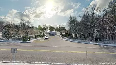 View of building from Old York Road (winter)